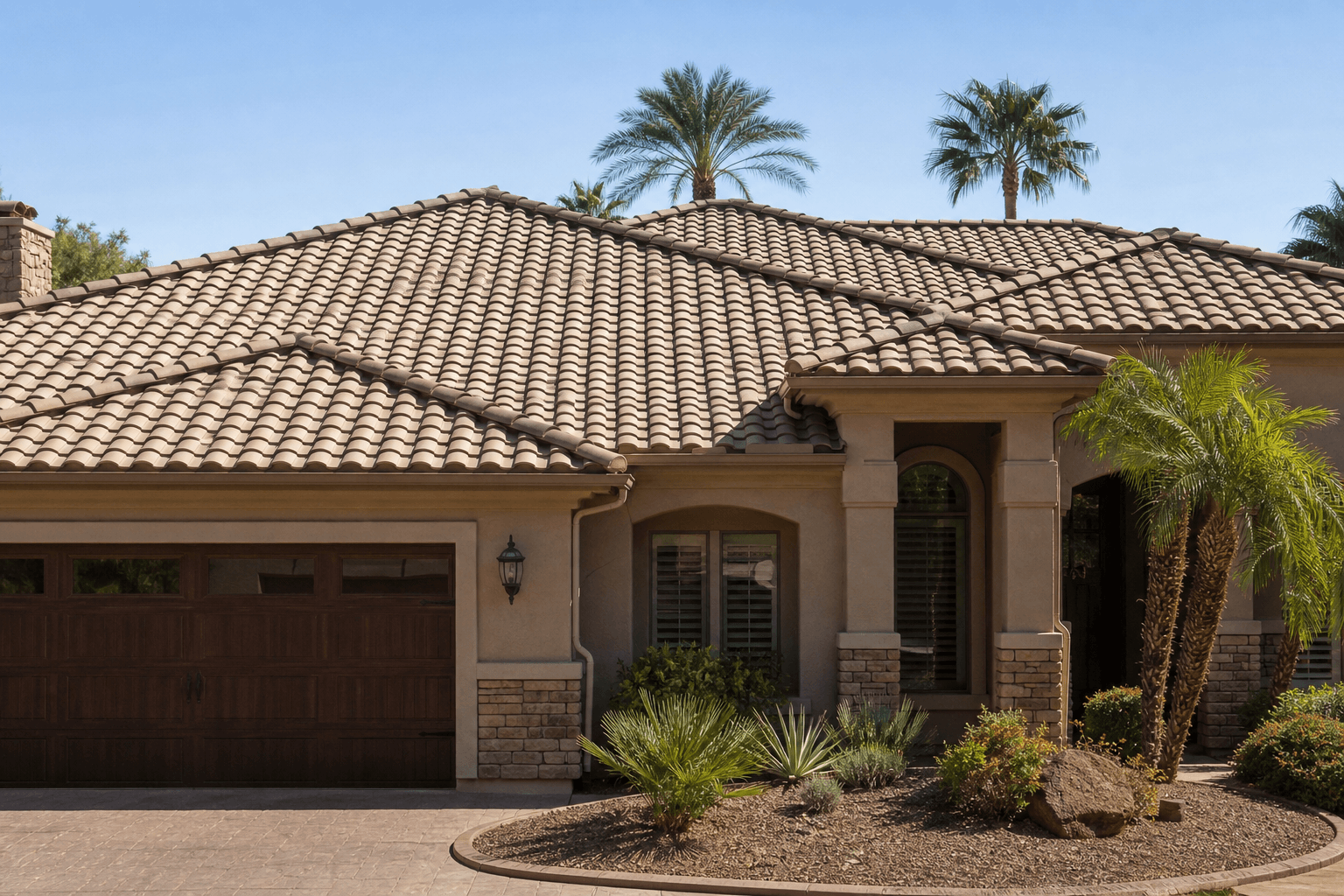 Finished tile roof project on a Tempe home